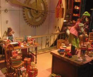 yapboz Noel hediyeleri için oyuncaklar yapmaktan Elfler